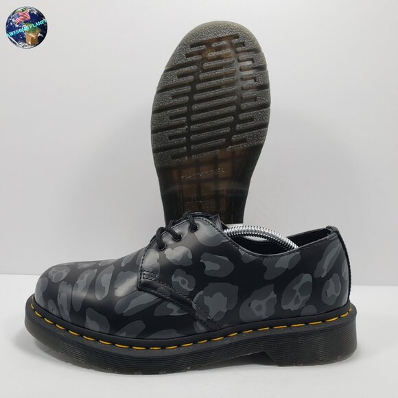 Dr. Martens 1461 Skull Leopard Print Oxford Black 27686 Men's Size 7 / Women's 8 - Picture 1 of 12